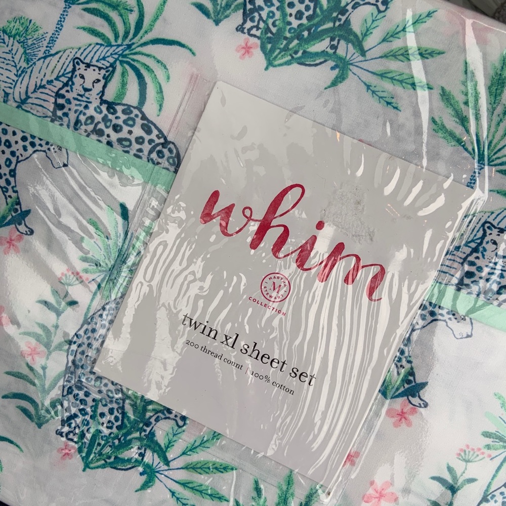 WHIM cheetah twin XL sheets